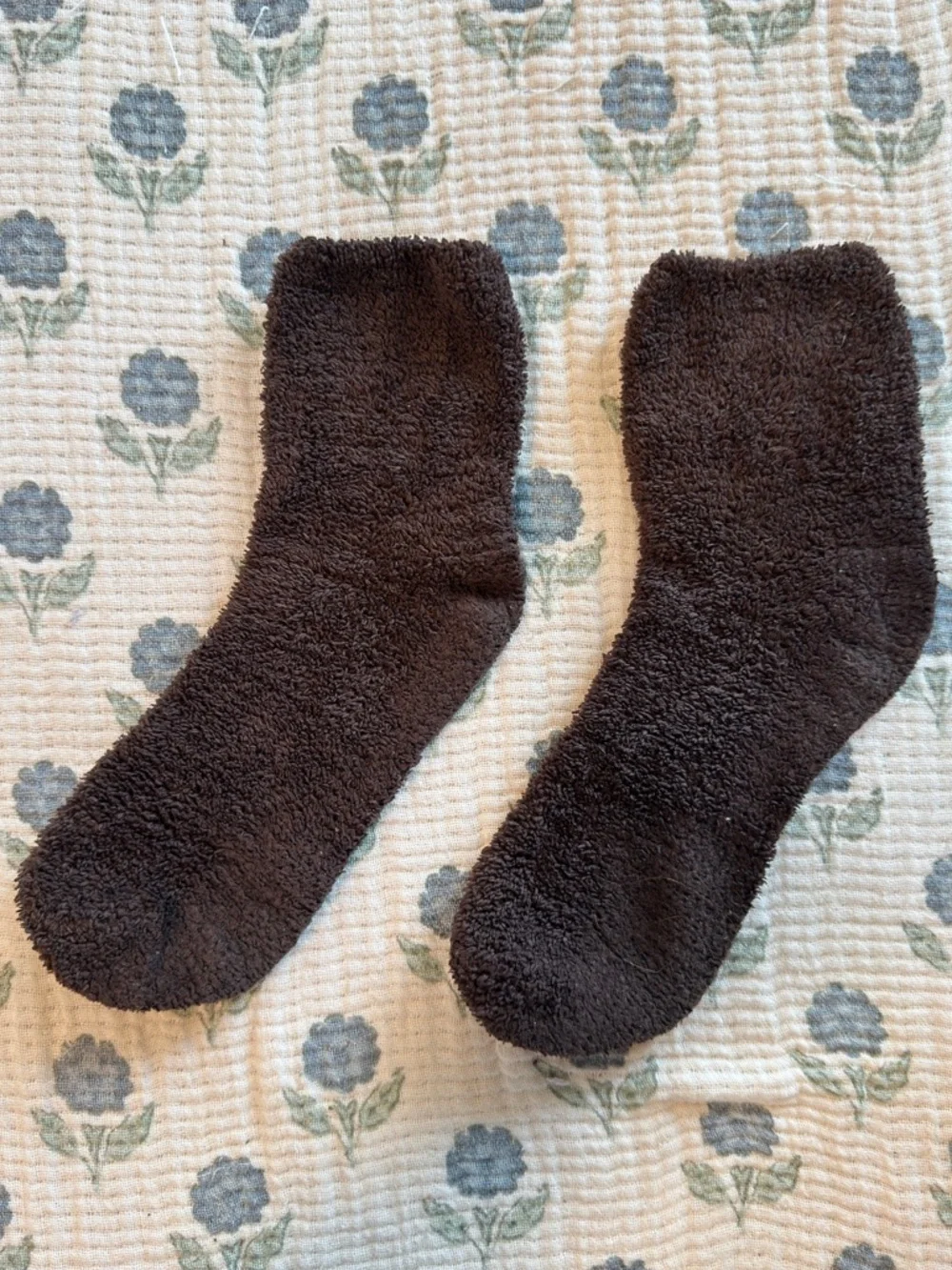 Fuzzy Brown Crew Socks